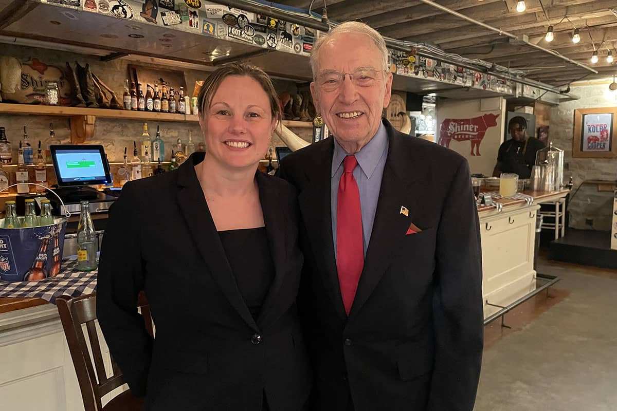 Academy President, Virginia Ramachandran, AuD, PhD, with Senator Chuck Grassley