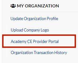 CE Provider Portal Instructions